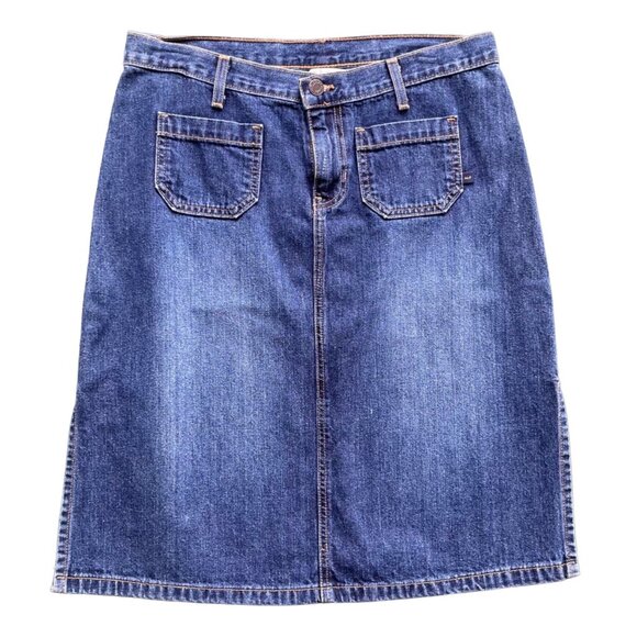 Vtg Jean Skirt Abercrombie Fitch 6 Demin Midi Slit Pockets USA Retro Y2K - Picture 1 of 12